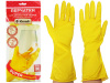 Перчатки хозяйственные латексные "Для деликатной уборки"с х/б напылением L желтые Komfi/240/12 DGL018